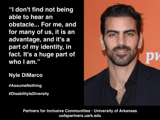 Photo of Nyle DiMarco with quote - full description in text