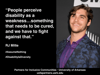 Photo of RJ Mitte with quote - full description in text