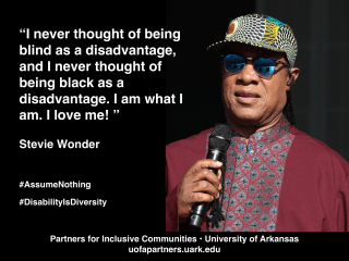 Photo of Stevie Wonder with quote - full description in text